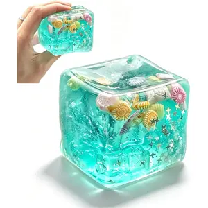 Slow Rising Ice Cube Squishy, Stretchy Sensory Squeeze Toy for Adult Stress Relief (Green)