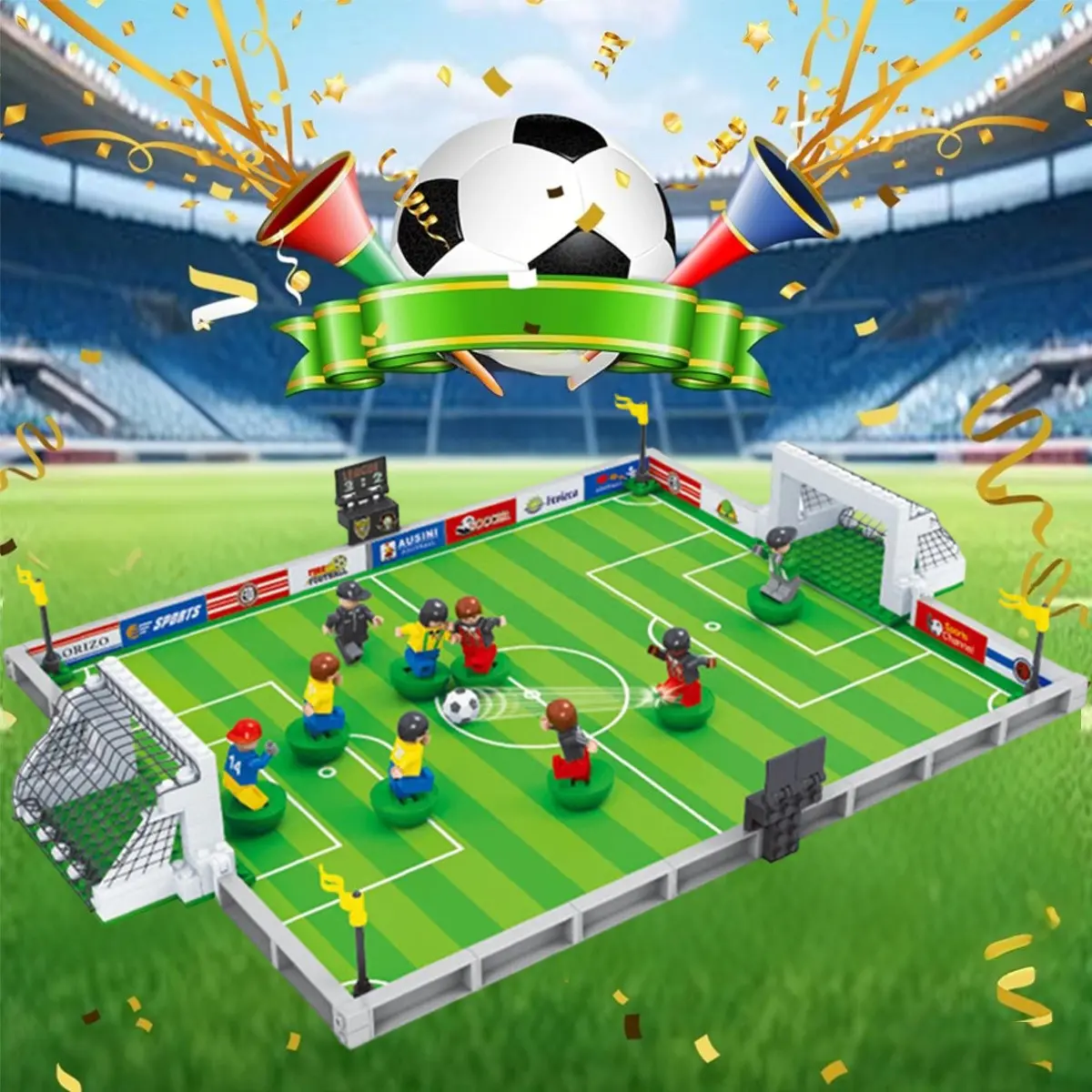 Soccer/Basketball Field Building Blocks Set, Stadium Toy Building ...
