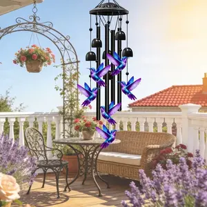 Hummingbird Wind Chime, Outdoor Hanging Decor for Garden Patio Balcony, Thoughtful Gift for Mom Grandma & Sisters, Elegant Yard Ornament
