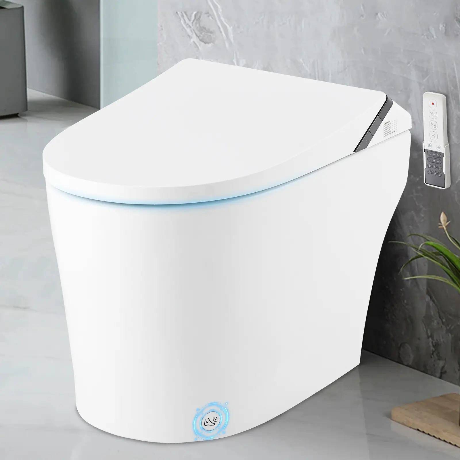Smart Toilet with Built-In Bidet, One Piece Bidet for Bathrooms with Heated Bidet Toilet Seat, Elongated Toilets w/ Warm Water Sprayer & Dryer,Dual Auto Flush, Foot Sensor, LED Display, Night Light
