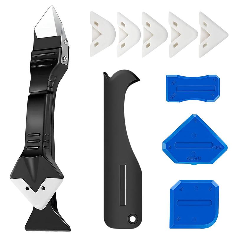 Silicone Caulking Tools - 3 in 1 Sealant Finishing Tool Grout Remove Scraper, Caulk Remover Glass Glue Angle Scraper for Bathroom, Kitchen, Floor, Window, Sink Joint