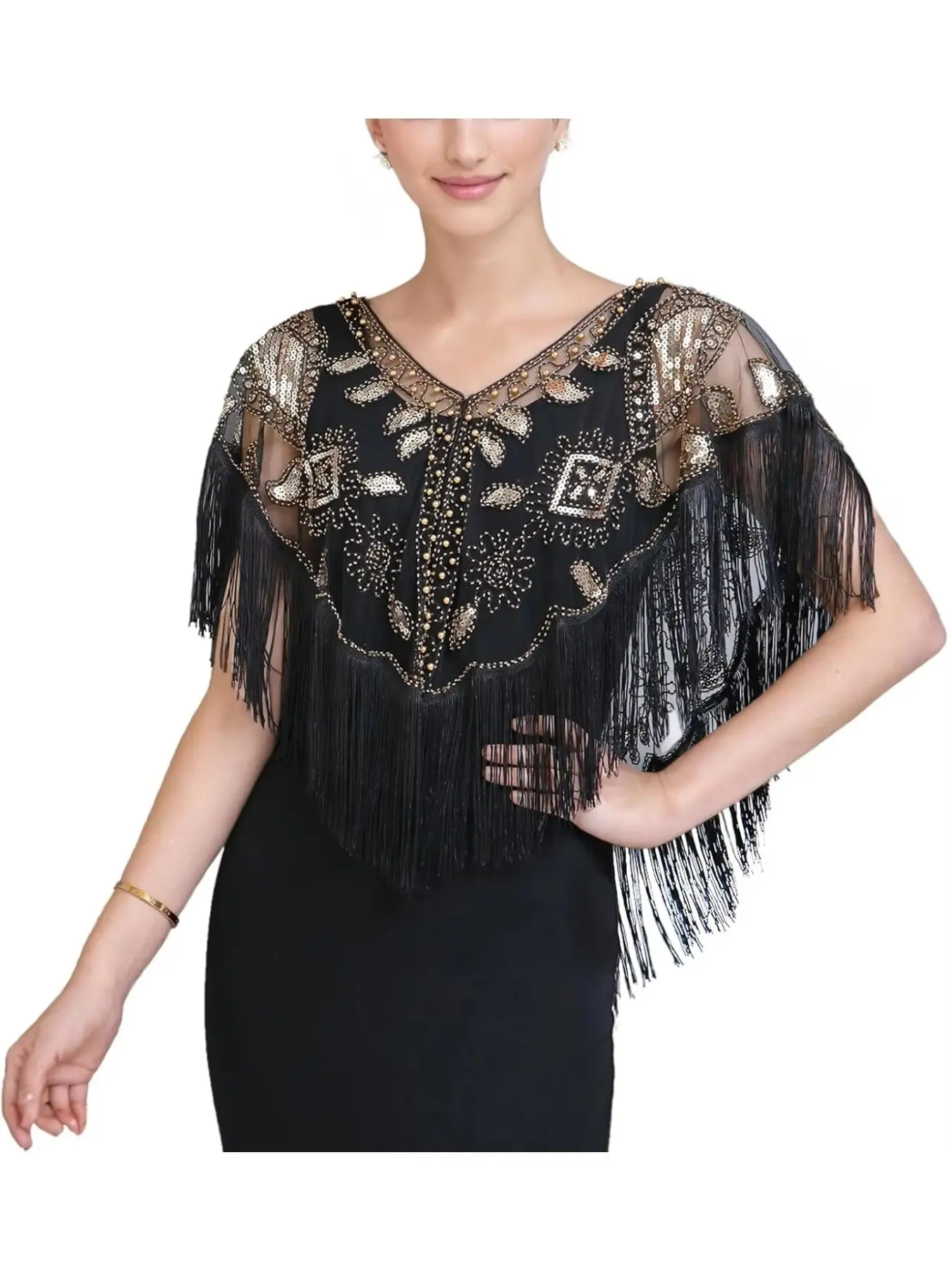 Women's 1920s Shawl Wraps, Sequin Beaded Flapper Evening Shawls, Shawl For Formal Dress, Formal Party Wedding Accessory, Harlem Night Style