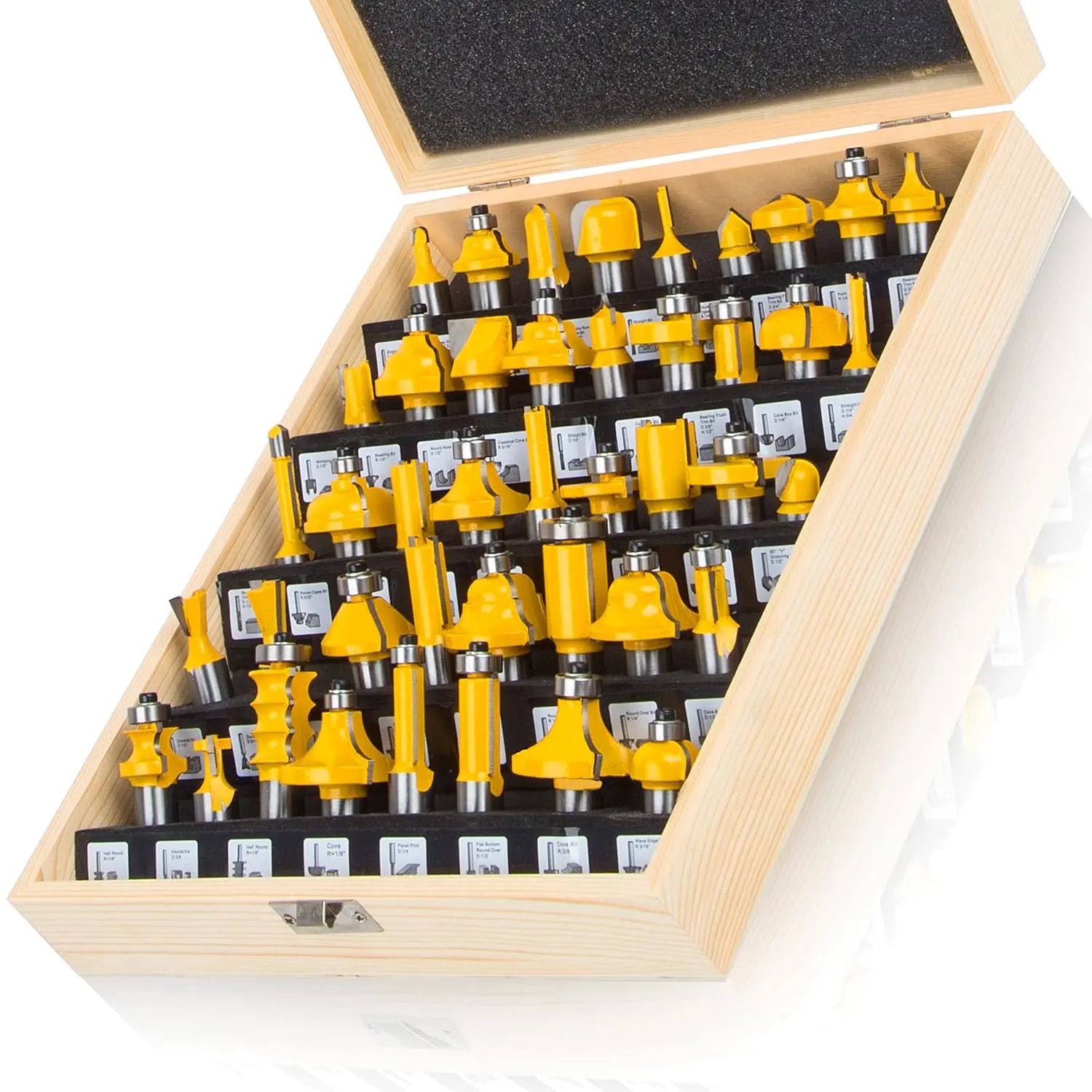 41 PCS Carbide Steel Woodworking Milling Cutters Set - 1/2 inches Shank Type Bits for Miter Cuts, Frame Mitered Door & Drawer Panel Molding (F-LE2 Series for Woodworkers)