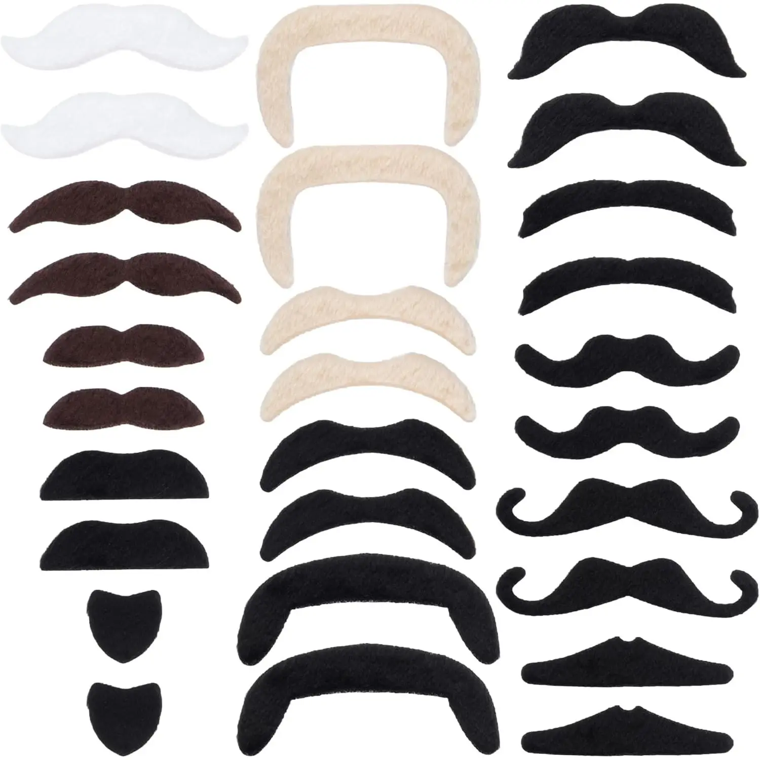 Self Adhesive  Mustache Stick  Men Novelty Men Mustache Black Brown Light Brown False Facial Hair for Halloween