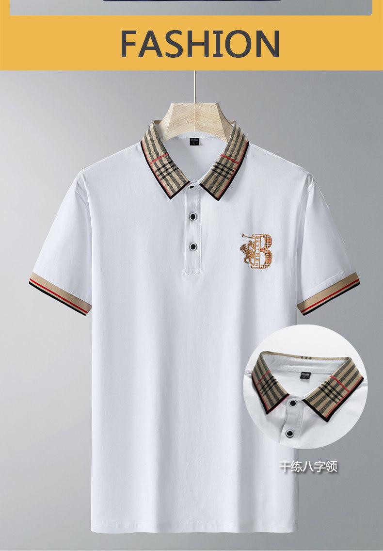 New Summer High-Quality Pure Cotton Men's Polo Shirt Solid Color Embroidered Lapel Top