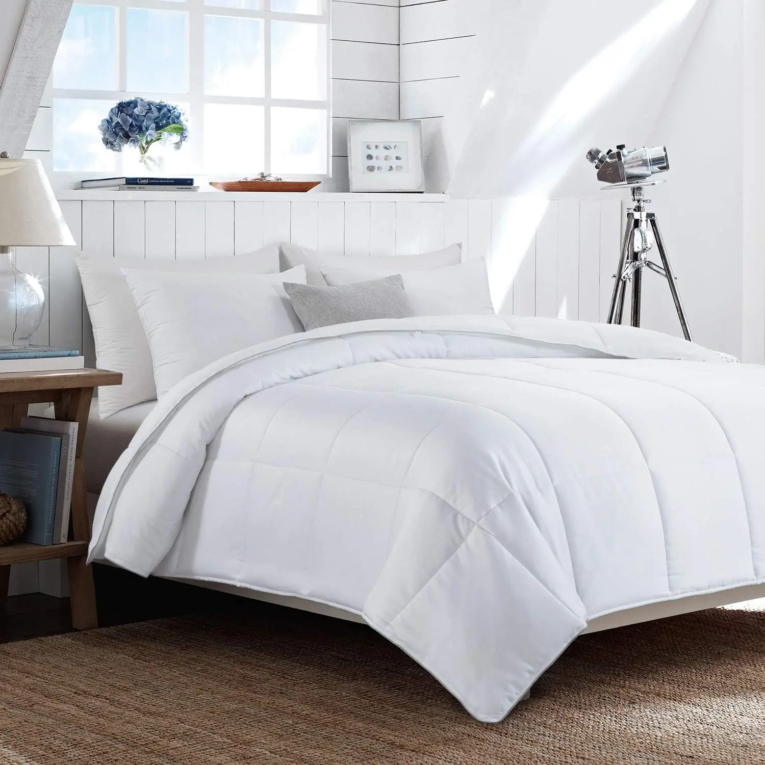 Lightweight Cooling Comforter Super  Size, Viscose Derived from  Shell Down Alternative Duvet Insert,White Soft   Comforter for Hot Sleepers,8 Corner Tabs