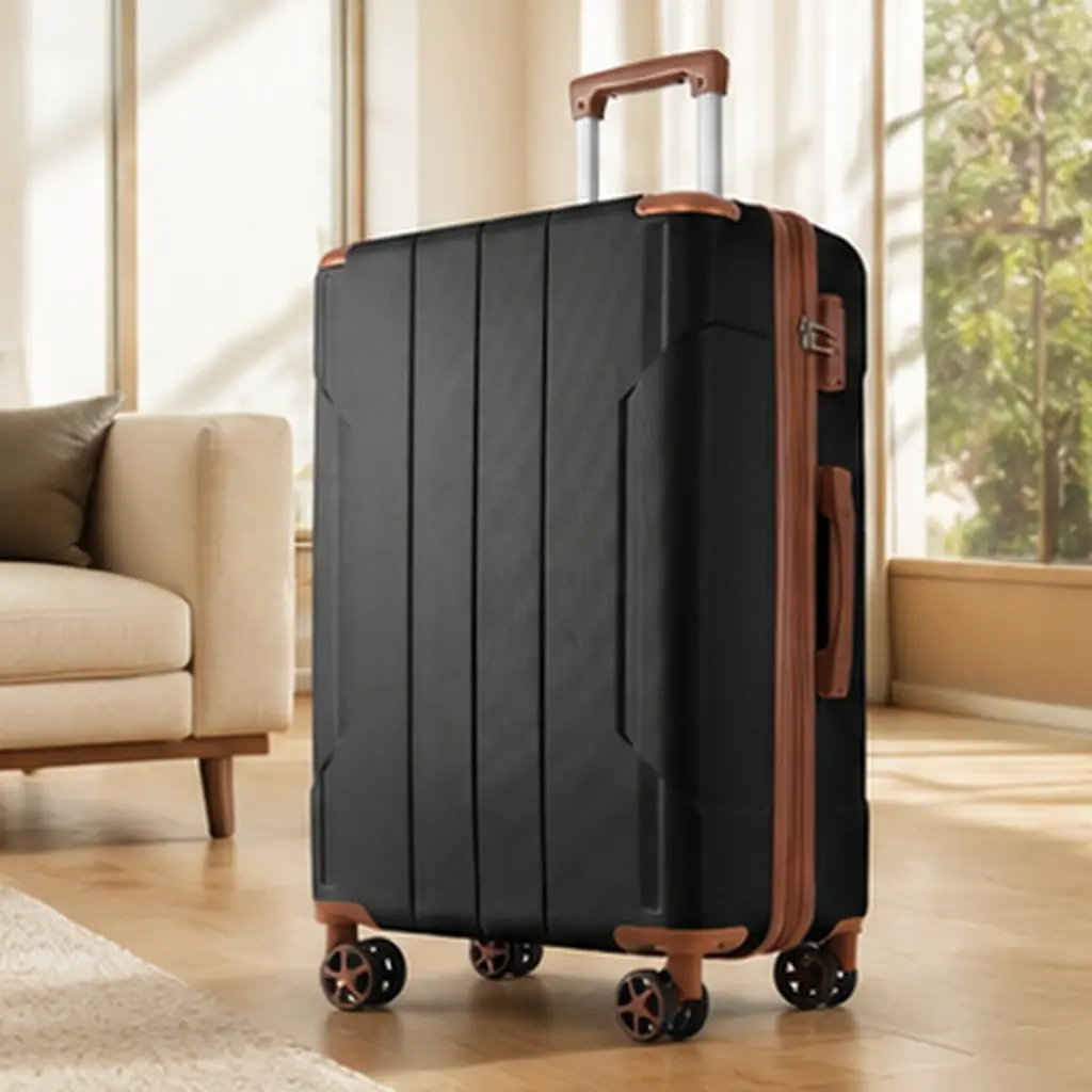 ARCH 28-Inch Hardshell Expandable ABS Luggage - Double Spinner Wheels, TSA Lock, Telescopic Handle, Reinforced Carry Handles, High-Capacity Lightweight Durable Checked Bag for Travelers & Long-Distance Trips (Black Brown, 18.50 W x 29.50 D)