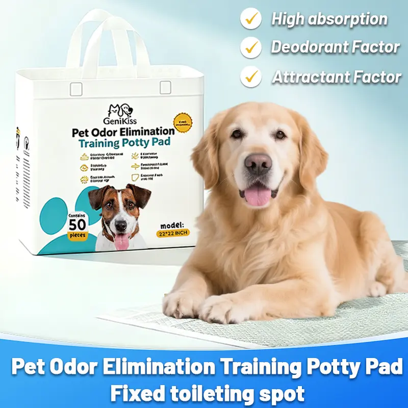 GeniKiss Pet Odor Elimination Training Potty Pad Waterproof Anti-Slip Dog Potty Pads, Large Size, for Pet Toilet Training & Odor Removal