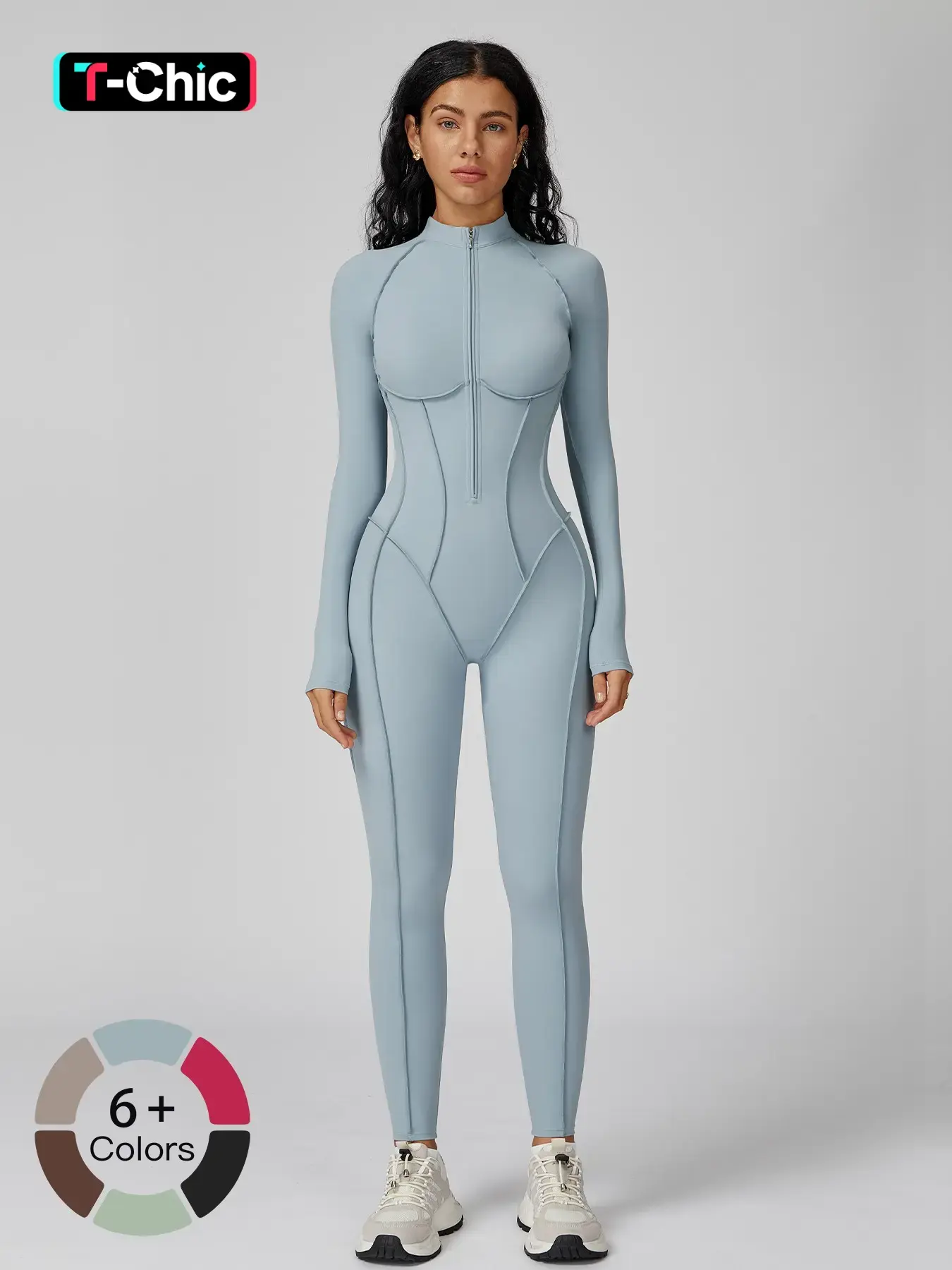 Women's High-Intensity Yoga Workout, Colorblock Stand Collar Romper, Half-Zip Design, Ideal for Fitness & Gym Activities, Stretch Jumpsuit, Yoga Activewear Jumpsuit