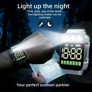 Affordable Unisex Waterproof Sports Watch: Classic digital display with backlight; rechargeable—features time, date, day of the week, alarm, and stopwatch functions; 5-level adjustable LED backlight; ideal for everyday wear and outdoor adventures