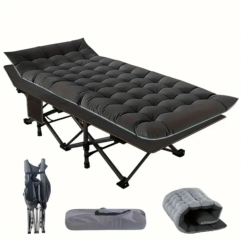 75" Heavy Duty Folding Bed Camping Cot, Portable Folding Guest Bed, Heavy Duty Sleeping Bed Cot, Camping Bed Cot with Carry Bag, Halloween Gifts