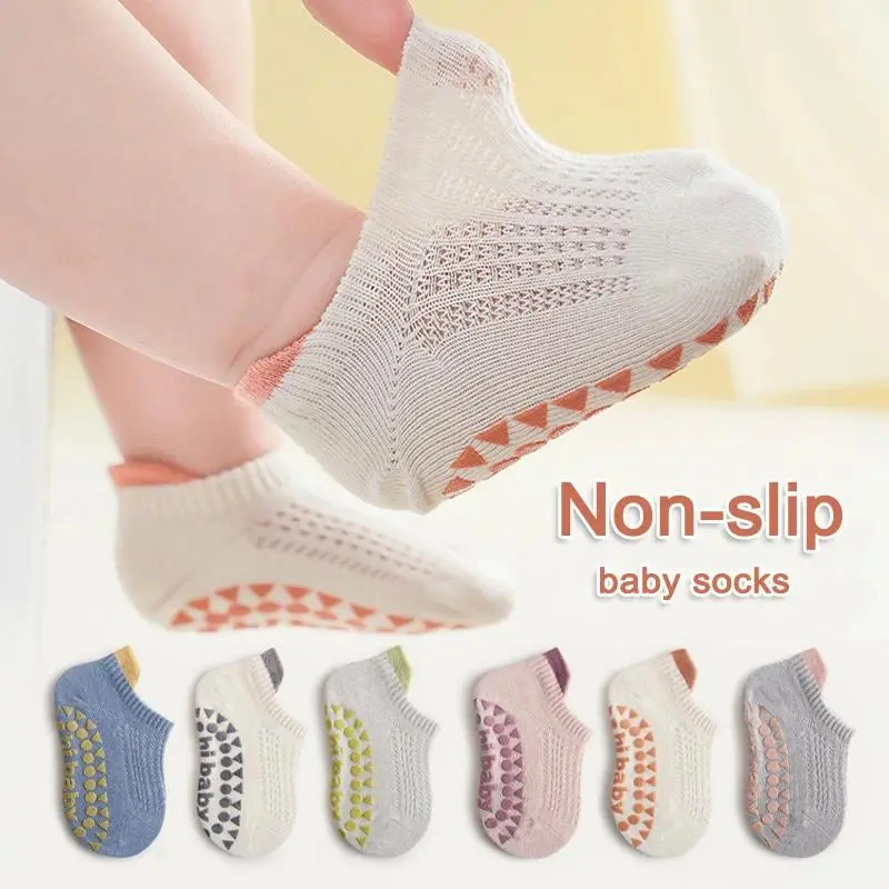 3/6 Pairs Kids Boys Girls Cotton Non-slip Floor Socks Summer For Toddler Kids Indoor Activities Learn To Walk Ankle Socks