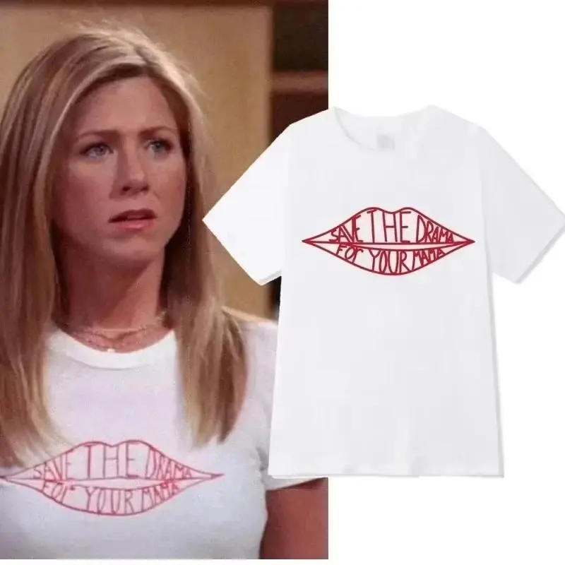 "2026 Friends TV Show Rachel Saves The Drama Kawaii Mom Top Neutral Summer Print 100% Pure Cotton Short-sleeved T-shirt Tops