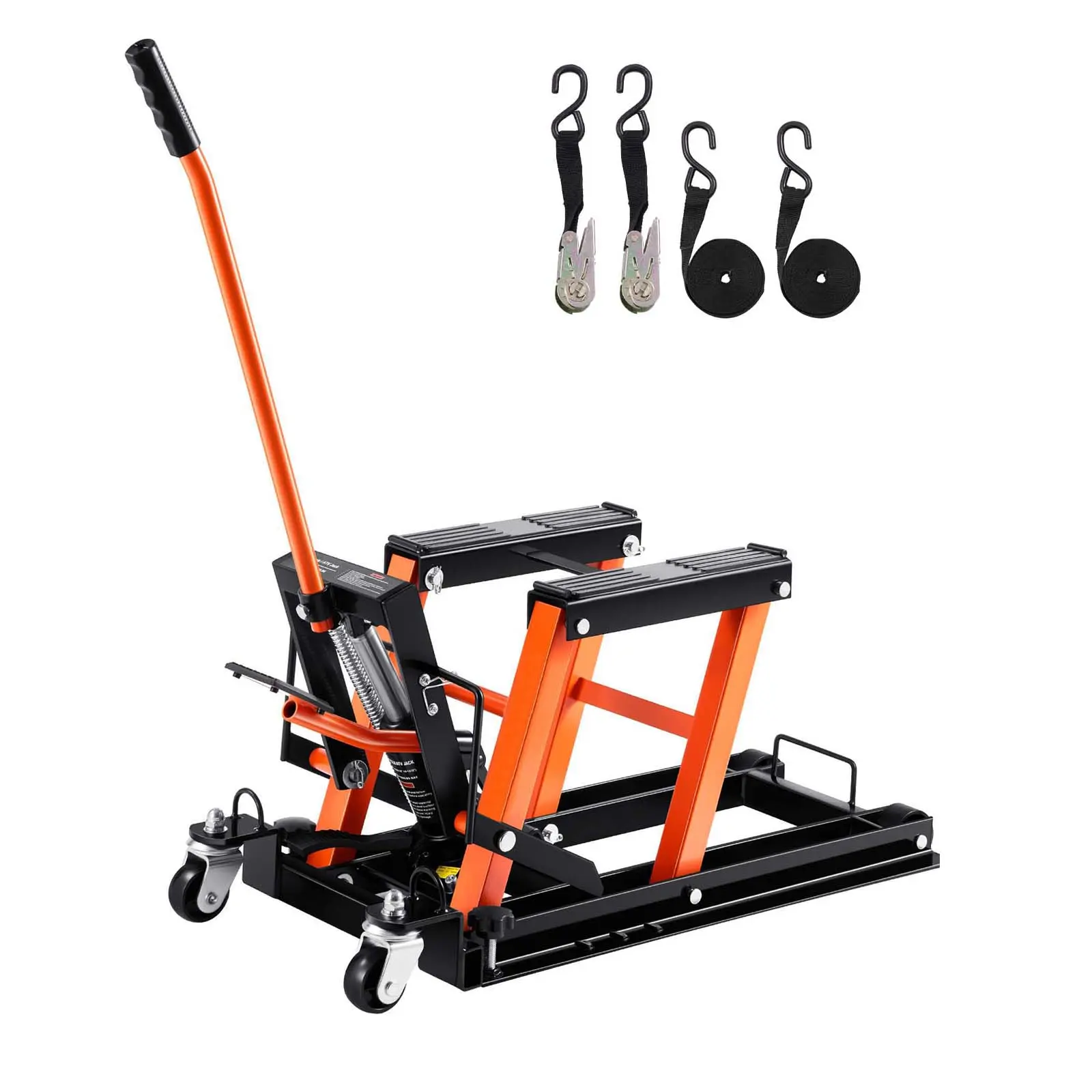 Steel Hydraulic Motorcycle Jack Stand, 1500 lbs Load Capacity, Steel Material, 4.7"-15-inch Scissor Lift Jack Stand with 4 Wheels