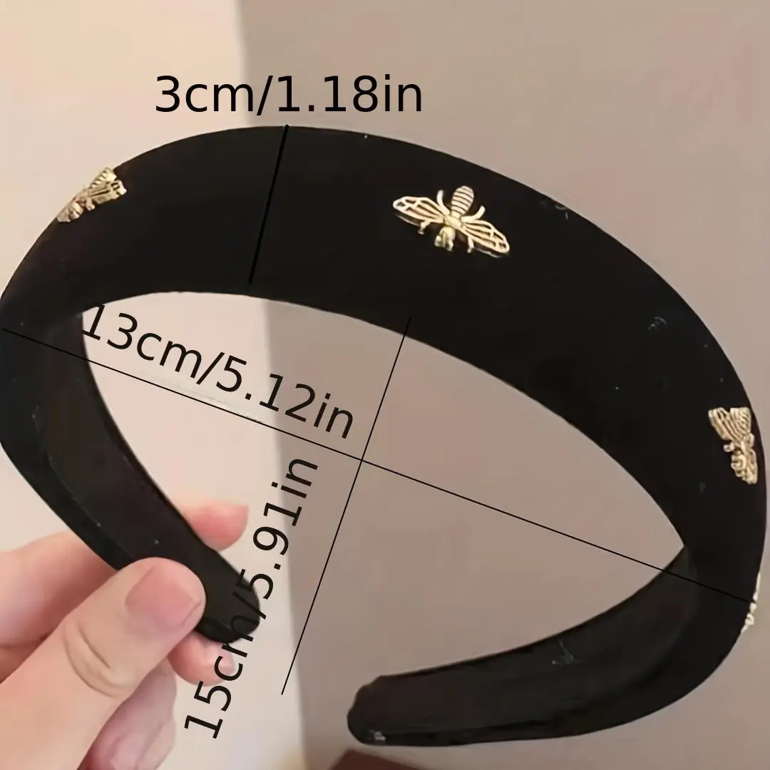 1pc Little Bee Headband/Black Velvet Hair Hoop/Elegant Hair Accessories For Women