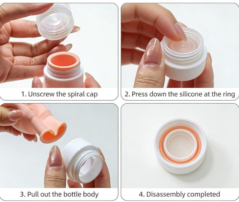 Travel Silicone Refillable Bottles, Portable Leak-Proof Containers for Shampoo, Conditioner and Body Wash