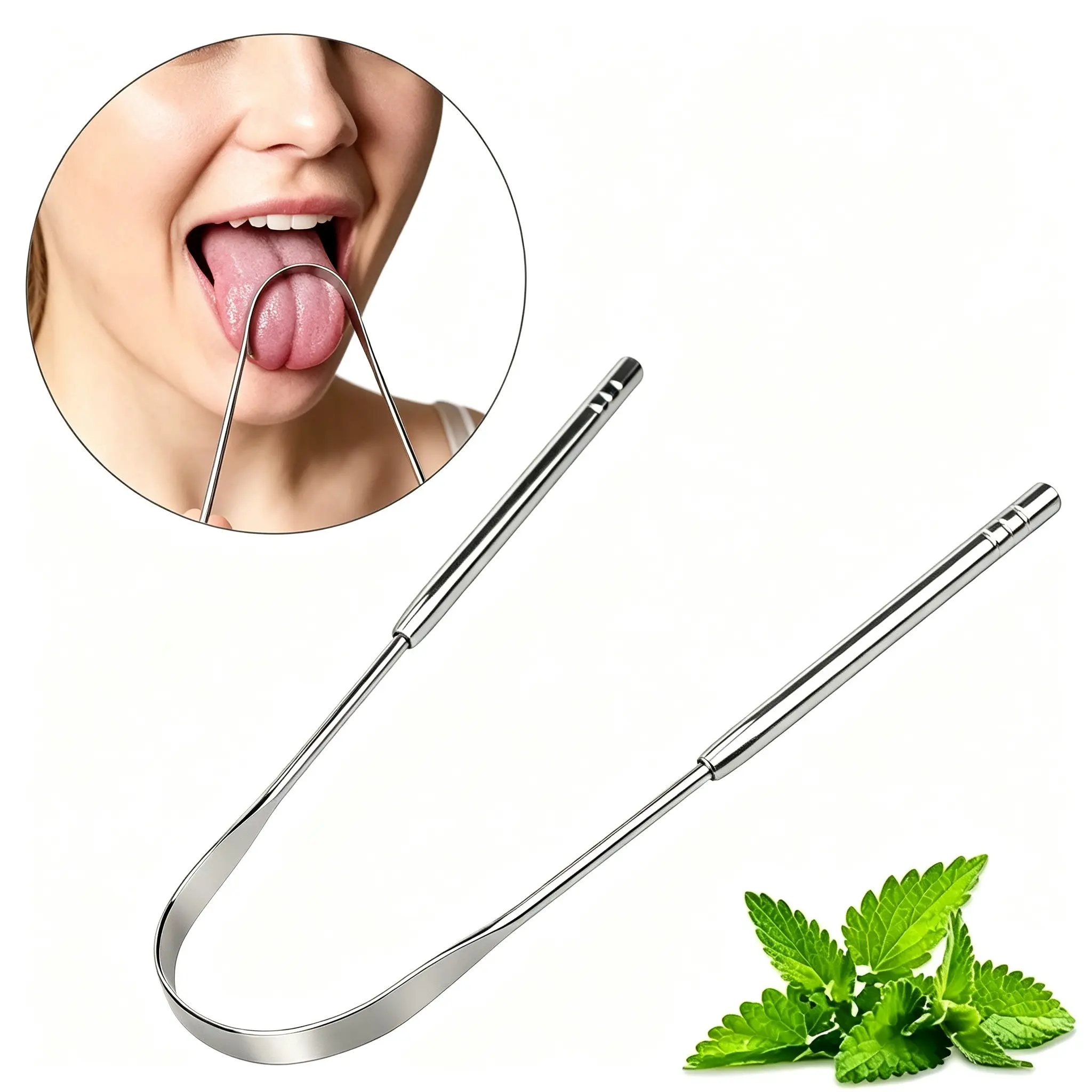 Ergonomic Metal Tongue Scraper, Flexible Arc Design, Rustproof Handle, Daily Oral Hygiene Tool for Men & Women, Comfortable Tongue Cleaner, Tongue Scraping Tool, Oral Care Product, Stainless Steel Tongue Scraper