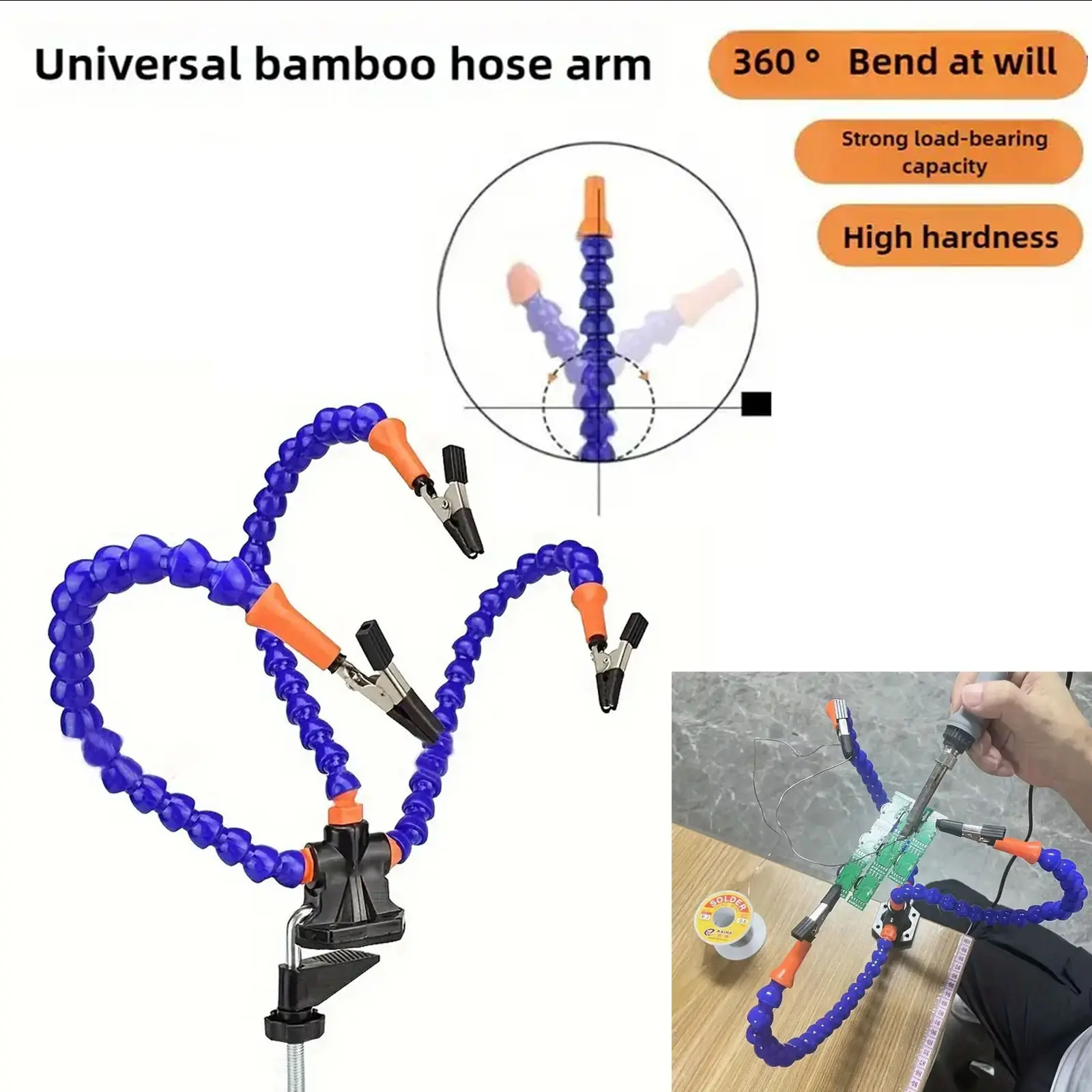 Multifunctional 3-Claw Soldering Stand, DIY Pcb Repair Tool, Flexible Arms and Clamps, Stable Base, Blue Soldering Table, Electronics & Jewelry Assembly