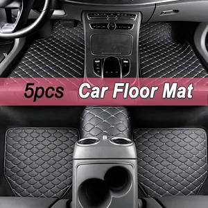 5-Piece Universal Car Floor Mats, Durable Leather Material, Easy Clean, Suitable for Sedan and Suv, Fashionable Interior Accessories