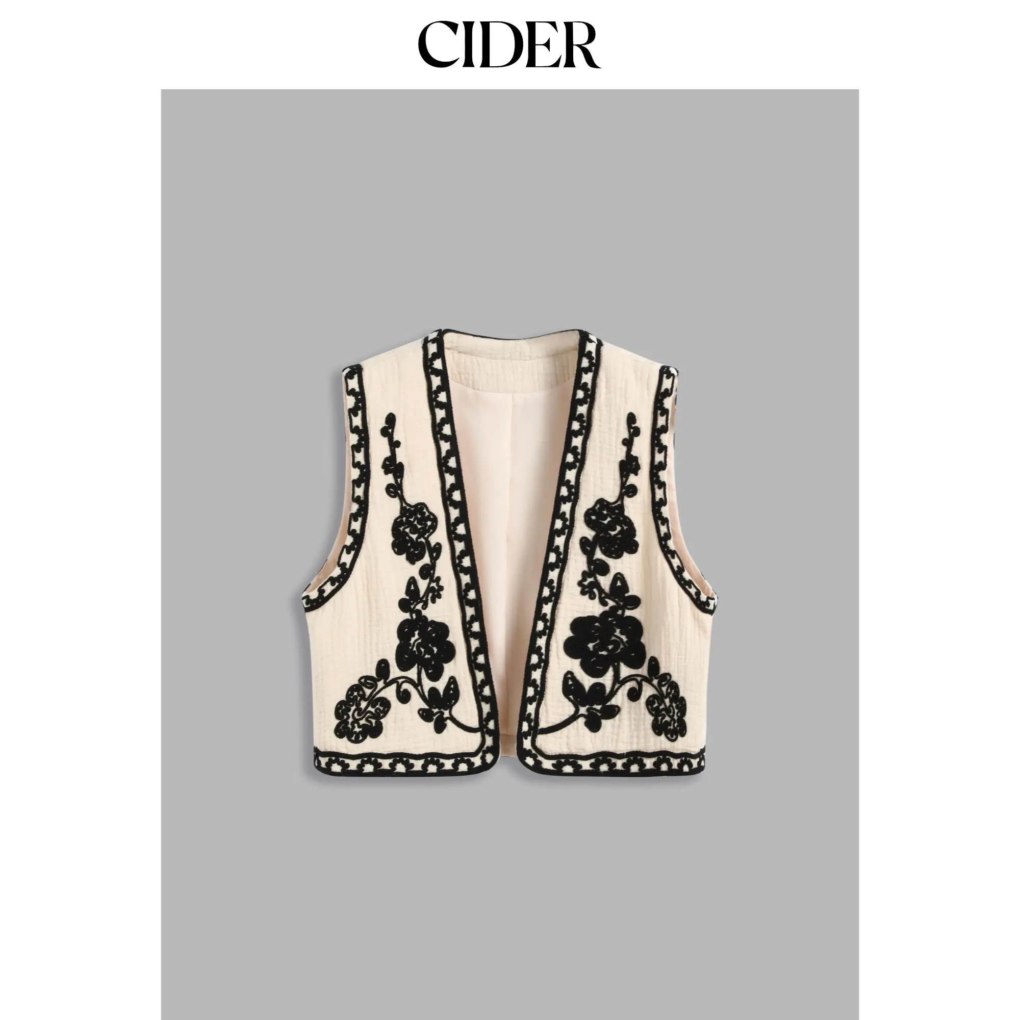 Cider [size 2-26] Cropped V-Neck Floral Vest