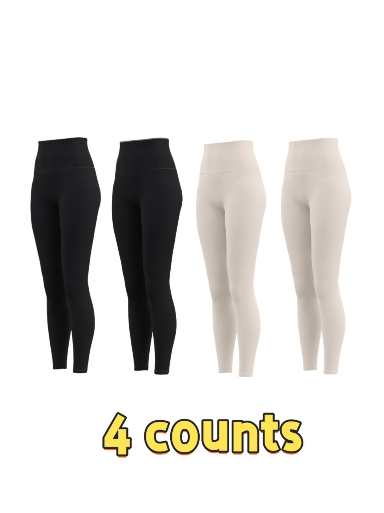 Women's Solid High Waist Sports Leggings, Tight Fitted Breathable Comfortable Skinny Pants for Yoga Gym Workout Running, Ladies Sportswear for All Seasons