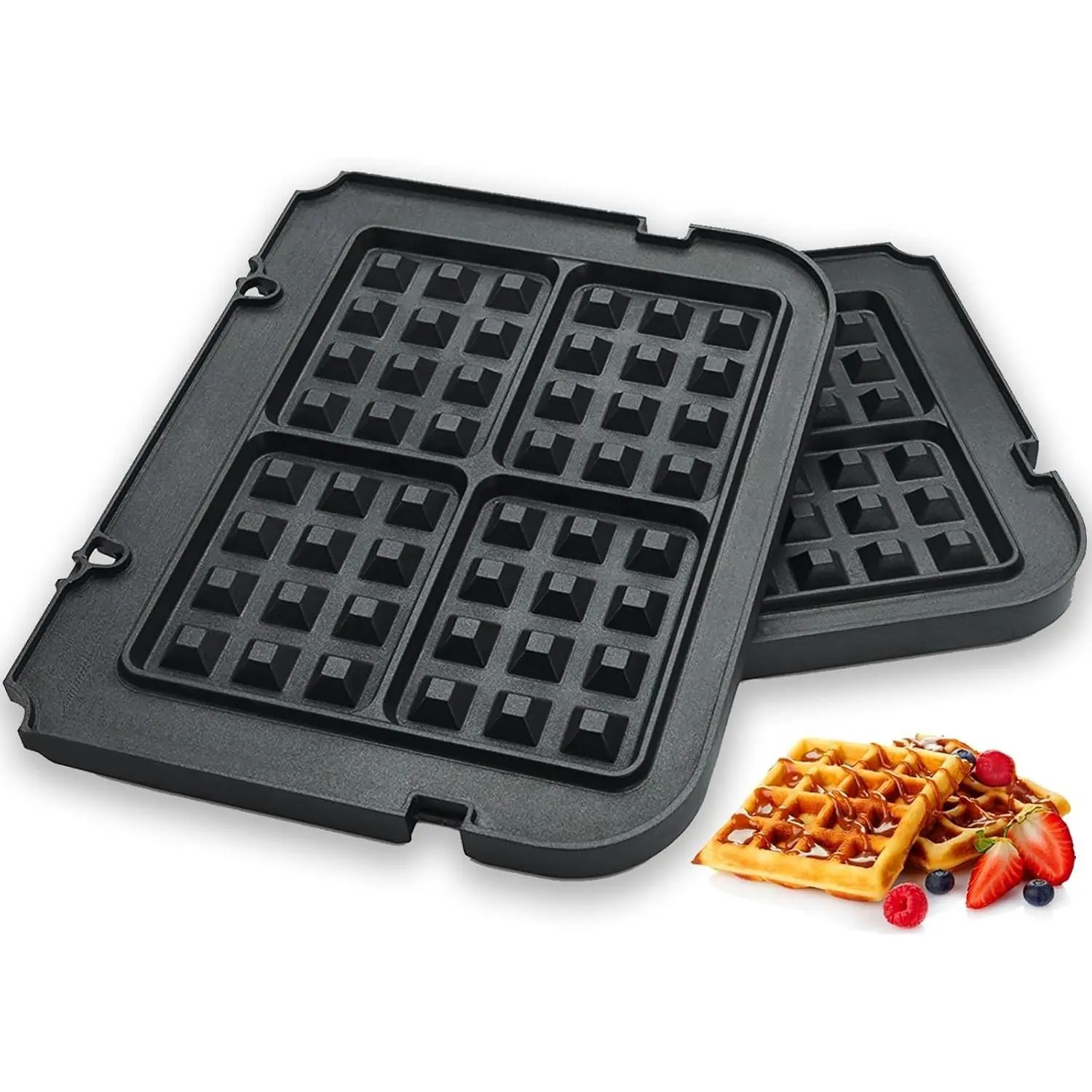 Waffle Plates for Cuisinart Griddler GR-4N, GR-5B, GR-6, GRID-8N Series | 4 Slice Non-Stick Coated Waffle Replacement Plates