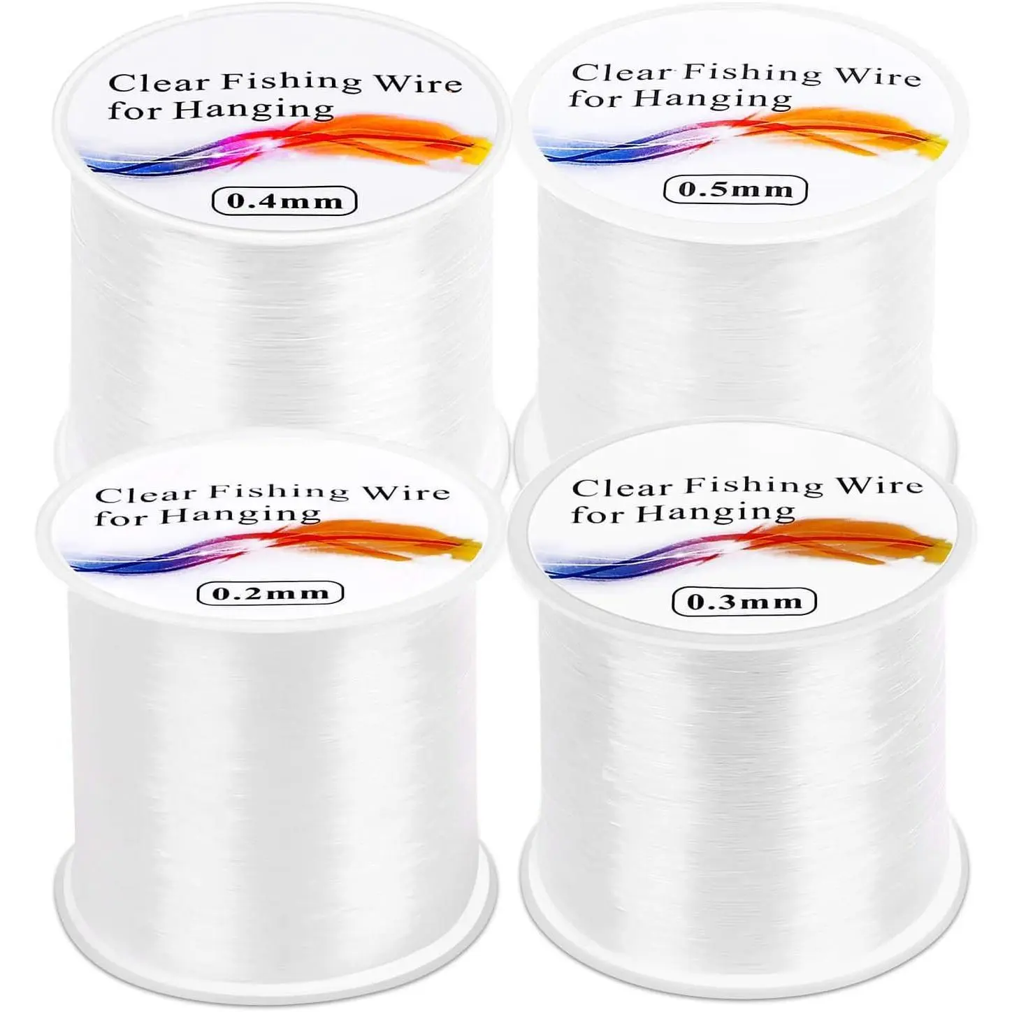 Fishing Wire for ,  4 count Clear Fish Line Fishing String Invisible Monofilament Nylon Thread for  Decorations, Balloon Garland,  Making, Beading and Crafts