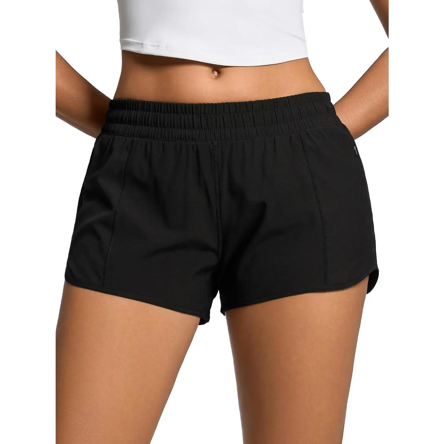 Women's Low-Waisted Quick-Dry Active Running Shorts with Mesh Liner, Lightweight Gym Shorts with Zip Pocket (Gift Item), Active Shorts