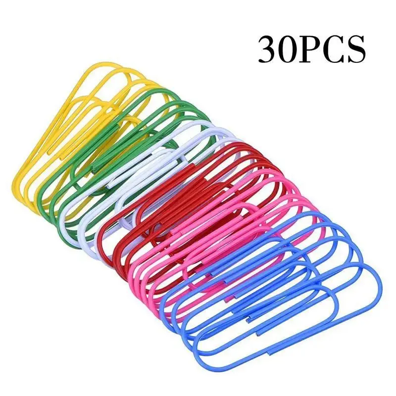 30 Large Colorful Giant Coated Paperclips, 100mm Super Size Paperclips for Office and School File Organization