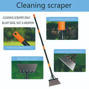 Long Handle Floor Cleaning Scraper, Dull Flat Blade for Removing Moss, Wall Dust, Ice, Home Renovation Tools