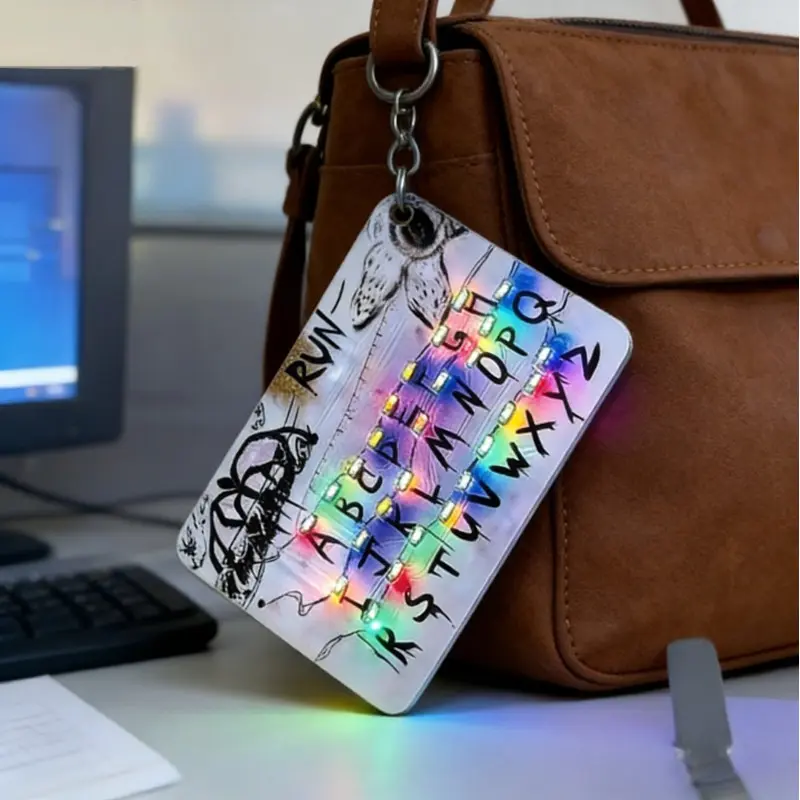 LED Card Light, Car Inverted Glow Decor, Safety Warning Keychain, Book Bag Decoration, Trendy Small Item, Ideal Gift Choice