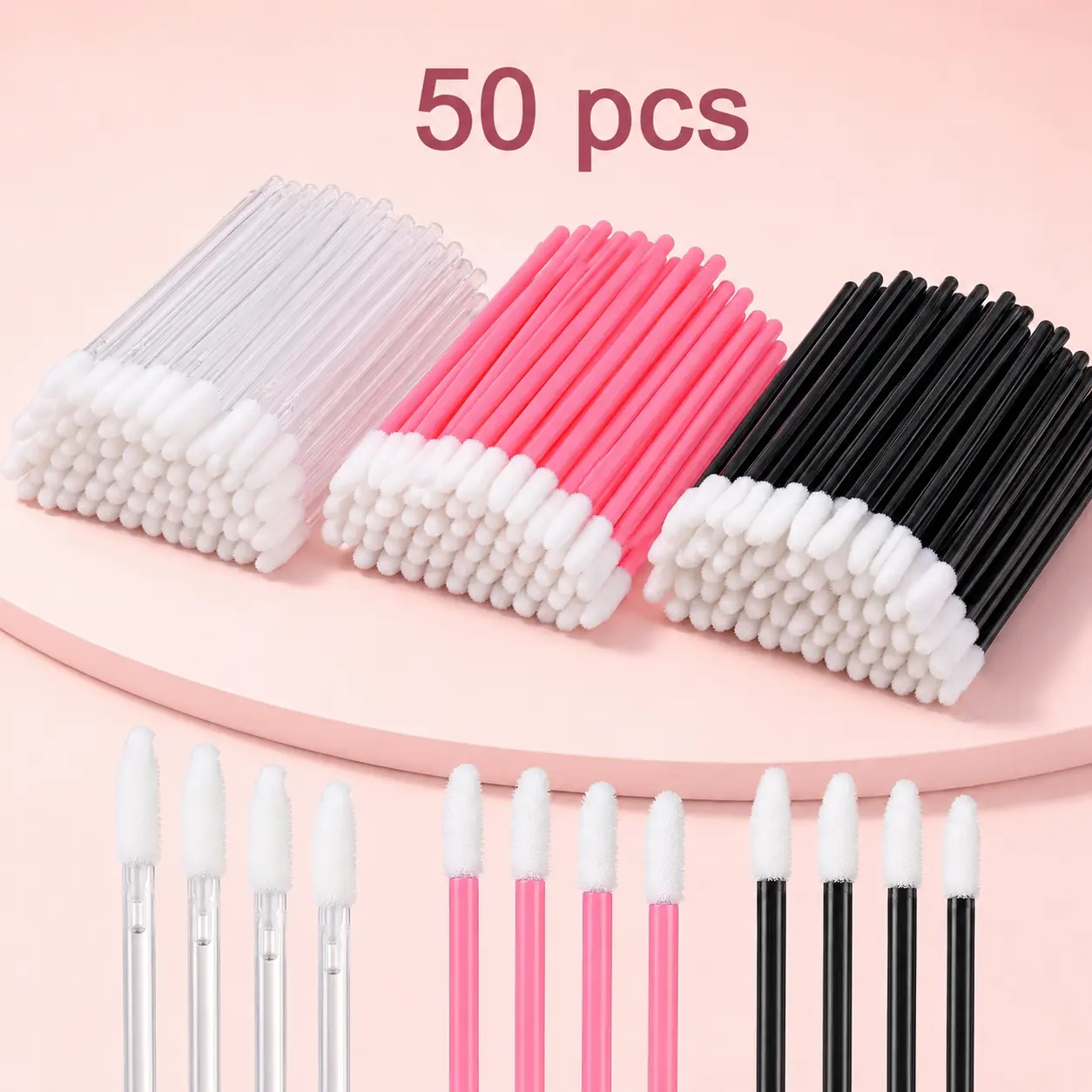 50PCS Disposable Lip Brush, Lip Gloss Applicator Wands, Professional Makeup Tools for Women, Beauty Cosmetic Brushes for Travel & On-The-Go Convenience