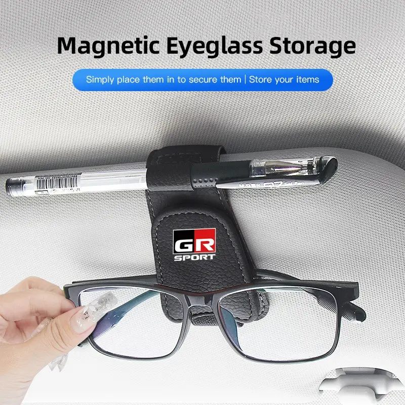 Car Sun Visor Sunglasses Clip Cards Pens Storage Accessories For Toyota 86 Corolla Camry Yaris Supra RAV4 Land Cruiser Prado 4Runner Hilux Prius bZ4X Sequoia Tundra Agya Highlander Urban Cruiser Mirai AQUA Fortuner VENZA Aygo Tacoma Harrier Avalon Rumion