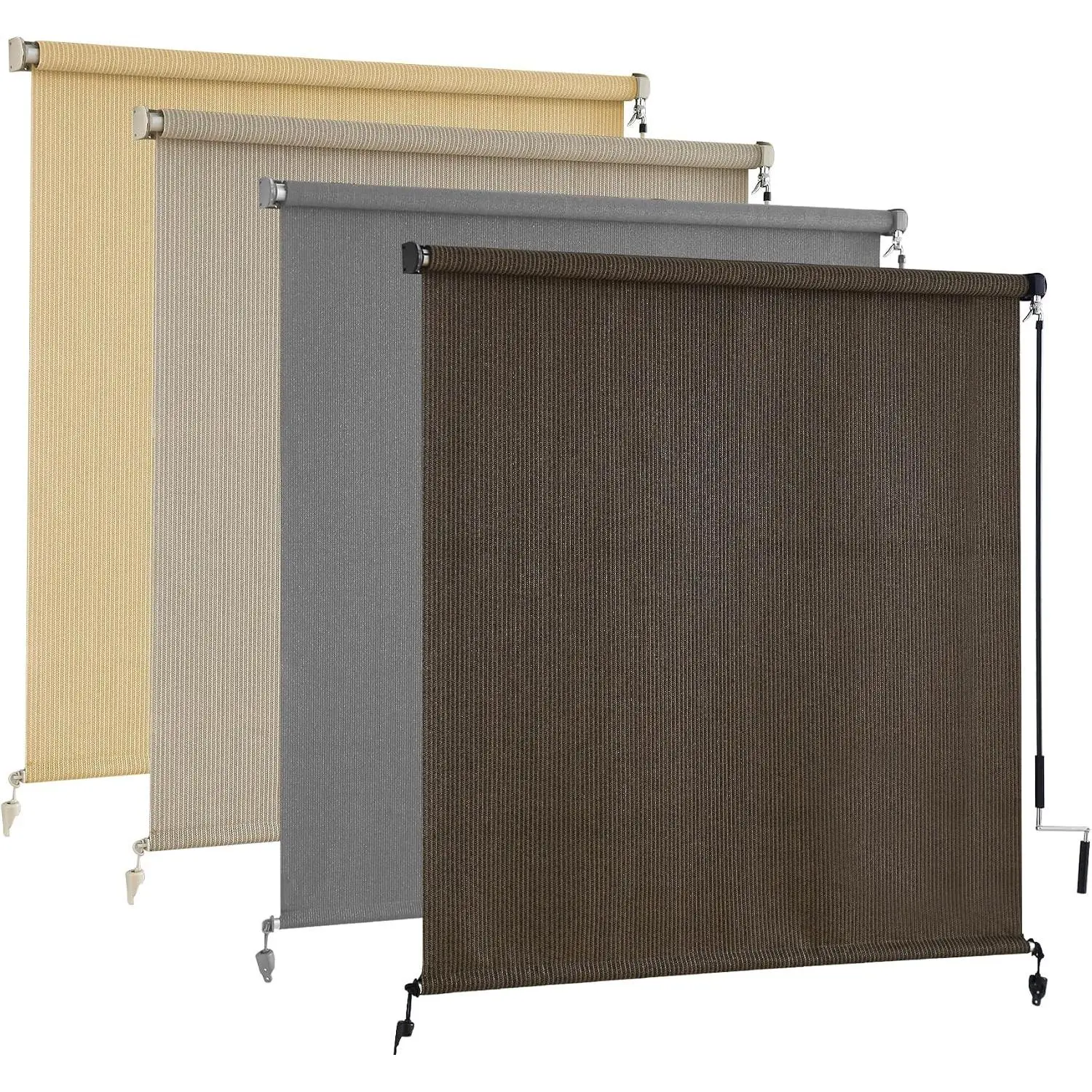 Cordless Outdoor Roller Shades, Roll Up Patio Blinds with UV Protection & Privacy