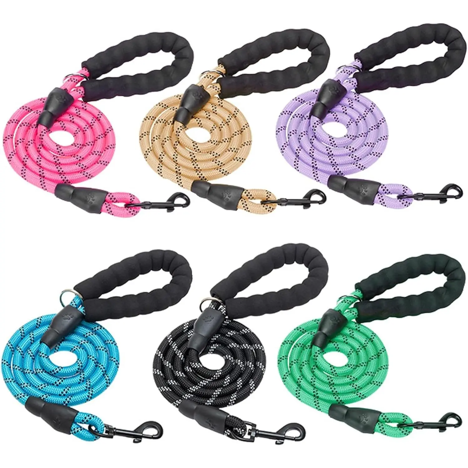 Dog Leash for Large Dogs, 5FT Heavy Duty Rope Leash Bulk, 6 Pack