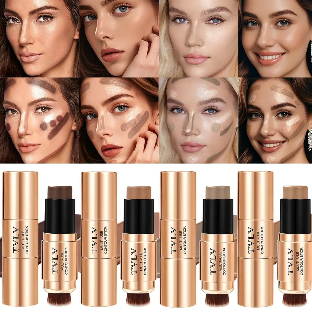 Multi-functional contouring stick, non-caking, easy to apply, long-lasting, natural makeup effect, three-dimensional contouring stick, Contour Bronzer, Cream Bronzer Stick
