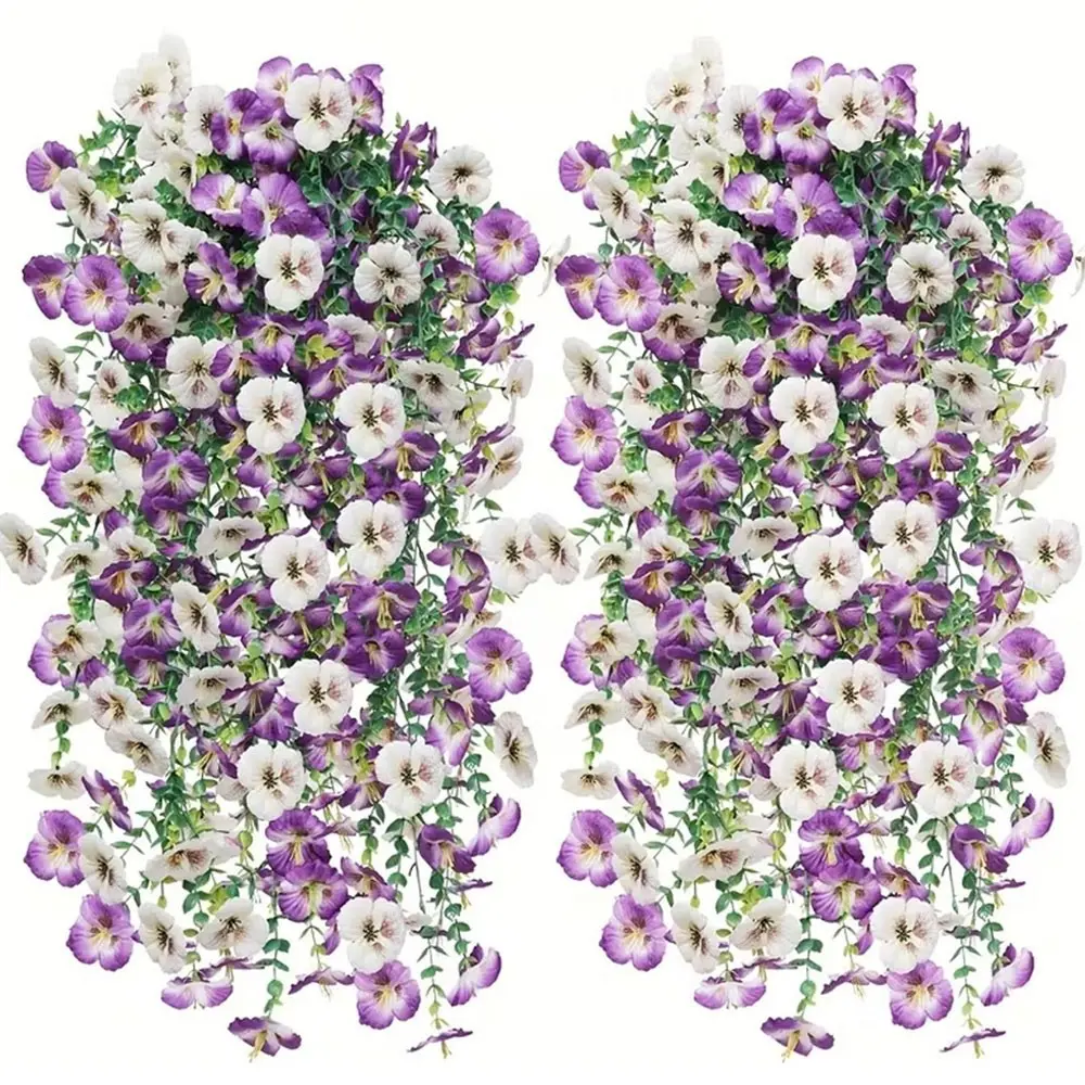New 10-piece hanging imitation three-color purple flowers, UV-resistant realistic artificial flowers, suitable for outdoor gardens, porches and balconies decoration, indoor home decoration, wedding decoration, Halloween decoration, Christmas decoration