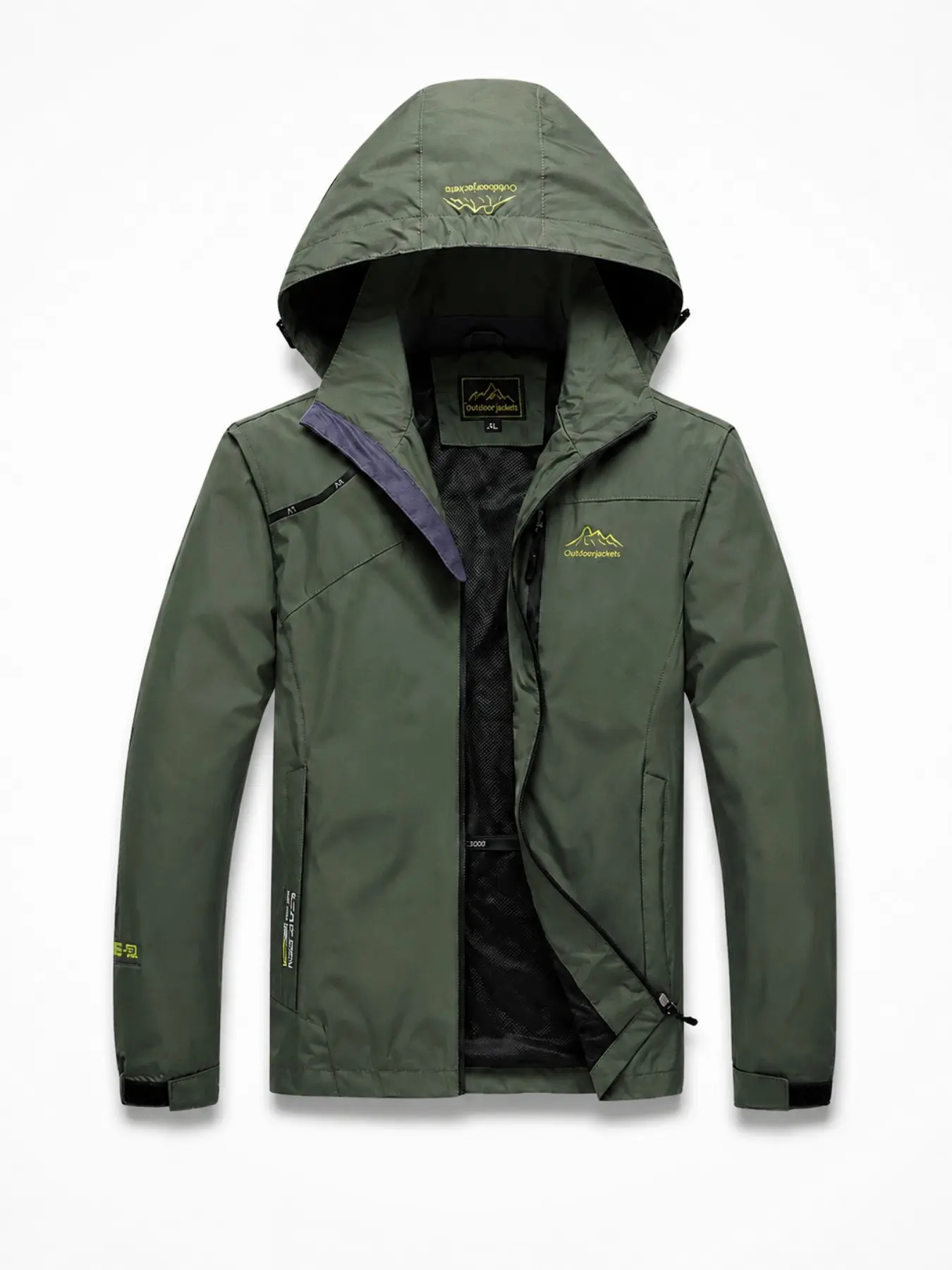 Men's Lightweight Hooded Raincoat, Waterproof Windproof Outdoor Jacket, Slim-Fit Sporty Hardshell, Ideal for Hiking Camping Fishing