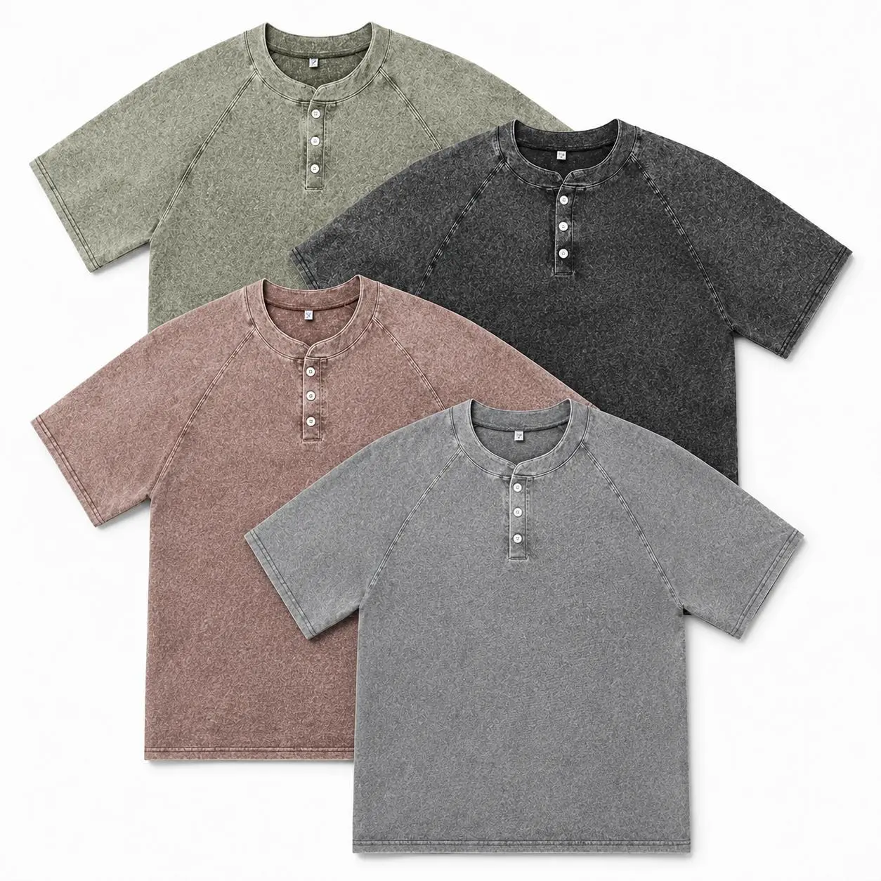 Men's Plain Henley T-Shirts, 100% Cotton Slim Fitted Muscle Shirts with Button Placket, Longline Gym Workout Tees for Casual Daily Outfits