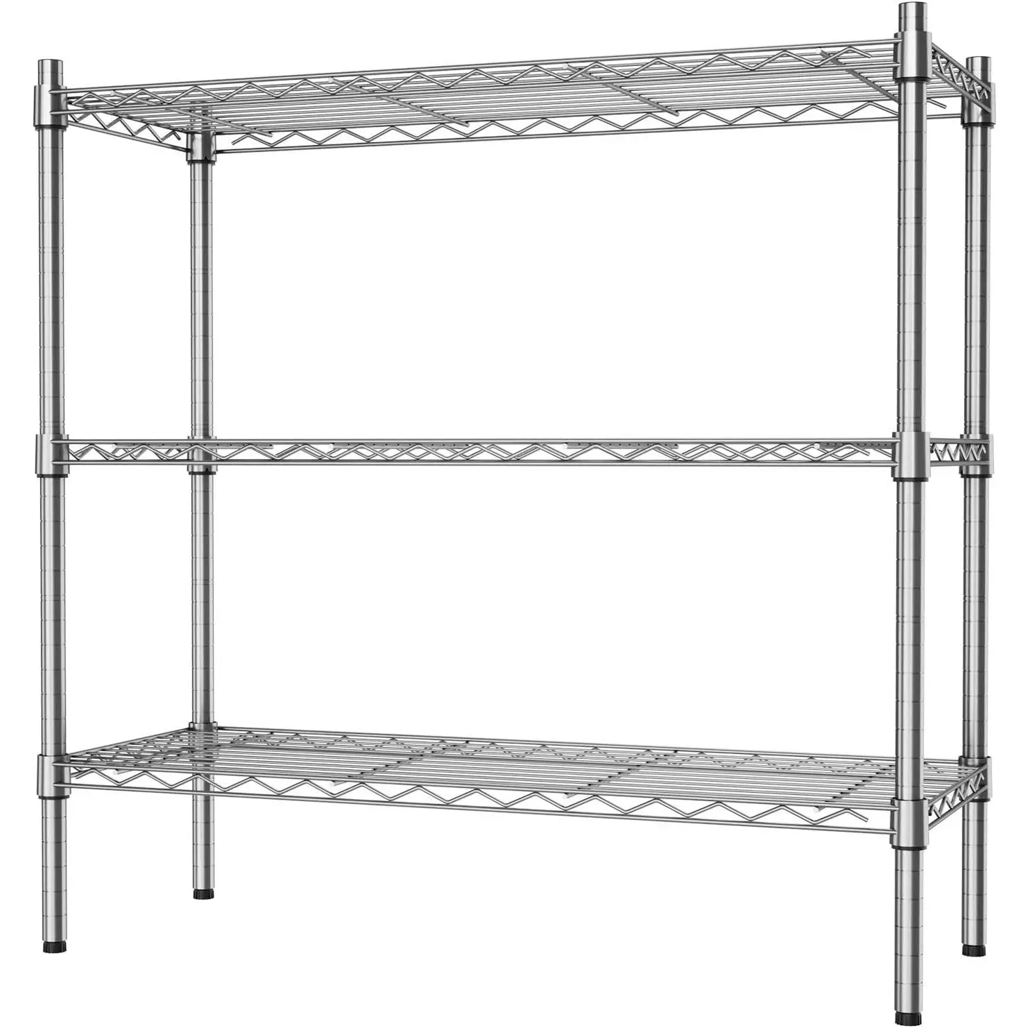 3-Shelf Storage Wire Shelves Heavy Duty 3 Tiers Standing Shelving Units Adjustable Metal Organizer Wire Rack, Chrome
