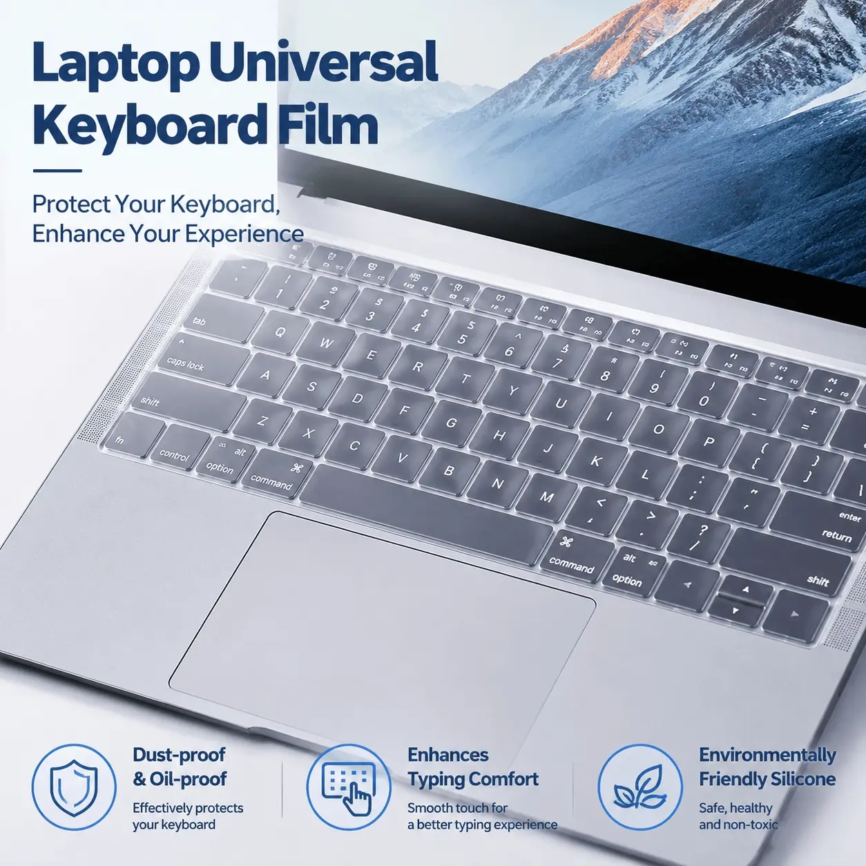 2-Pack Silicone Keyboard Cover Set, Ultra-Thin & Flexible, Fits 12-17 Inch Laptops, Universal Dust & Oil Resistant Skin Protector, Enhances Typing Comfort, Durable Key Protection
