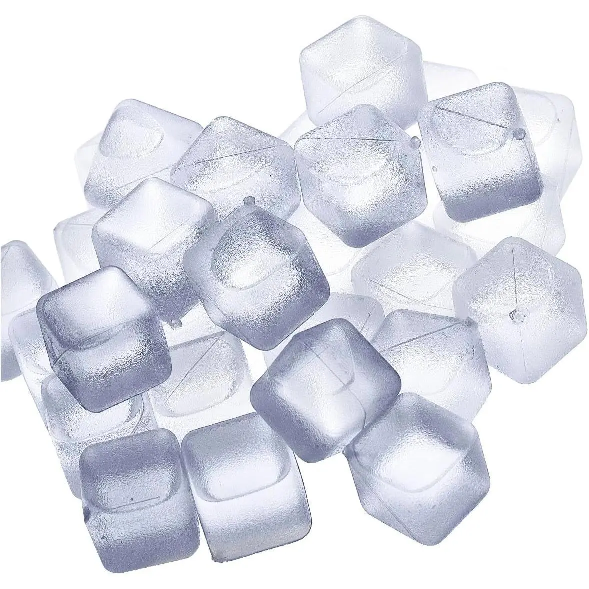 Ice Cubes for Drinks -  Plastic Ice Cubes to Cool Drinks without Diluting Pretty  for Parties  Dishwasher Safe White Clear (30 Pcs)