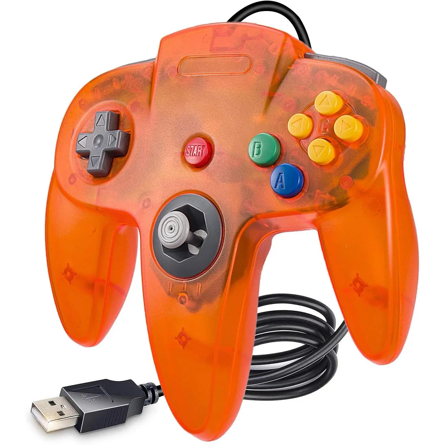 Classic N64 USB Controller, N64 Wired Remote Emulator  Controller for Windows XP 7 8 11&  & Retropie Orange