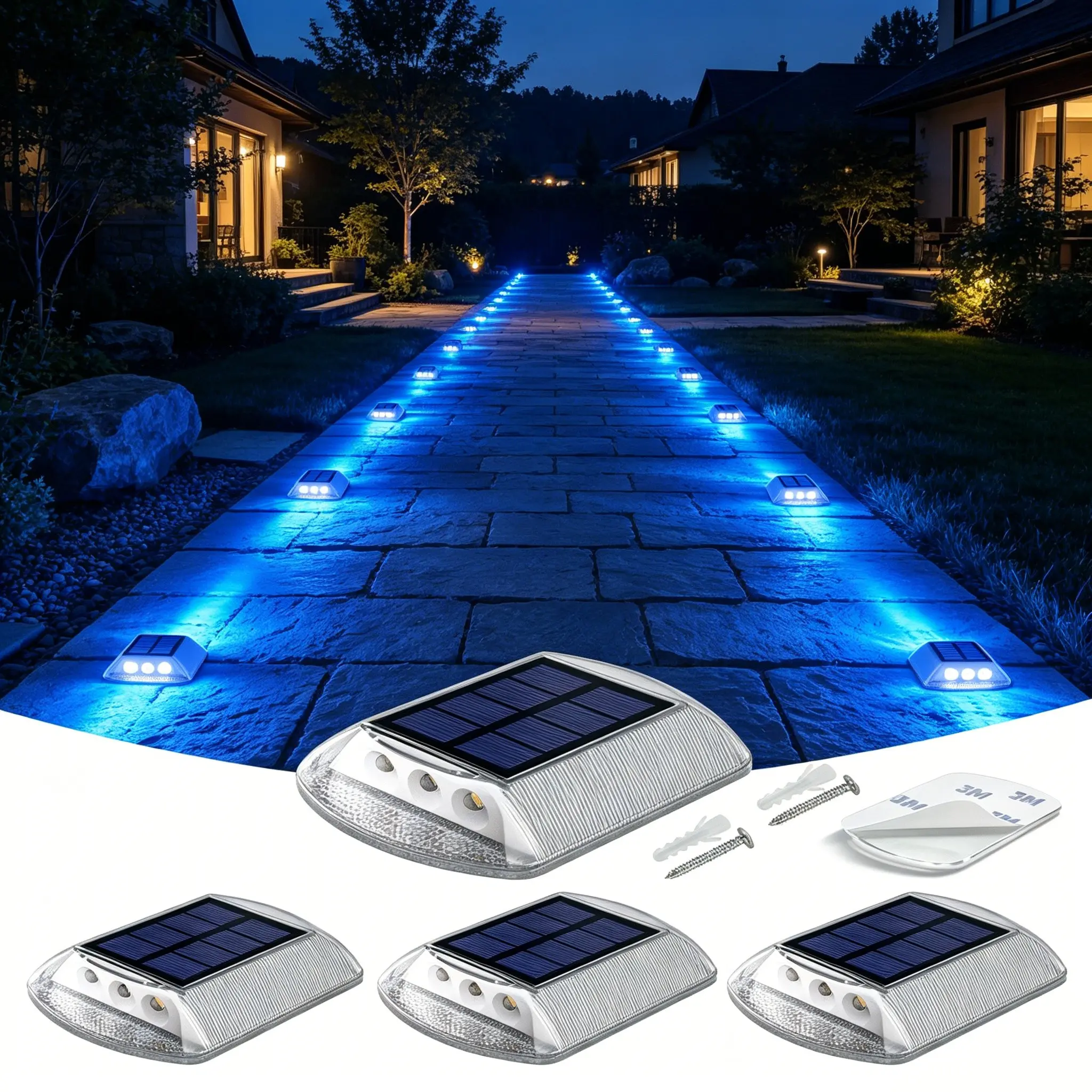Outdoor Solar Step Lights – IP68 Waterproof Deck Lights with Auto On/Off, 5 Hrs Solar charge, 16+ Hrs Runtime, 5-Ton Anti-Pressure, Ideal for Steps, Patio, Pathway, Garden, Pool & Outdoor Wall Lights (5-Year Lifespan)