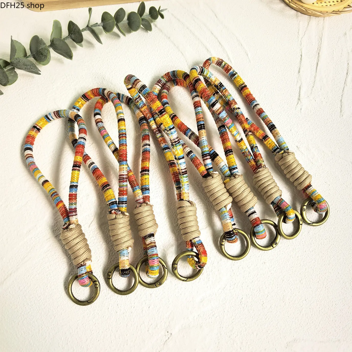 Colorful Braided Wrist Lanyard Keychain for Phones Keys and Bags, Woven Hand Strap Accessory With Durable Cord Design for Daily Use