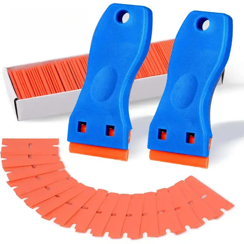 Plastic Blade Scraper Tool with Replacement Blades, Durable Cleaning Scraper for Stickers, Decals, Adhesive & Paint Removal, for Car Glass & Windows, Tough Scraper Tool Accessories #   TOP PICKS