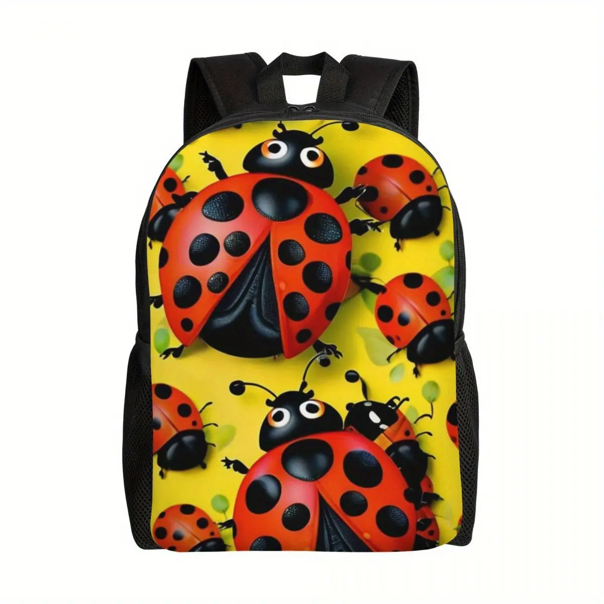 Cute Ladybug Backpack/Schoolbag — A Large-Capacity, Foldable Bag featuring Adjustable Shoulder Straps, a Durable Zipper Closure, and a Machine-Washable Design. This Lightweight Backpack/Laptop Bag doubles as a High-Capacity Computer Shoulder Bag, making i