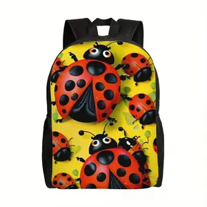 Cute Ladybug Backpack/Schoolbag — A Large-Capacity, Foldable Bag featuring Adjustable Shoulder Straps, a Durable Zipper Closure, and a Machine-Washable Design. This Lightweight Backpack/Laptop Bag doubles as a High-Capacity Computer Shoulder Bag, making i