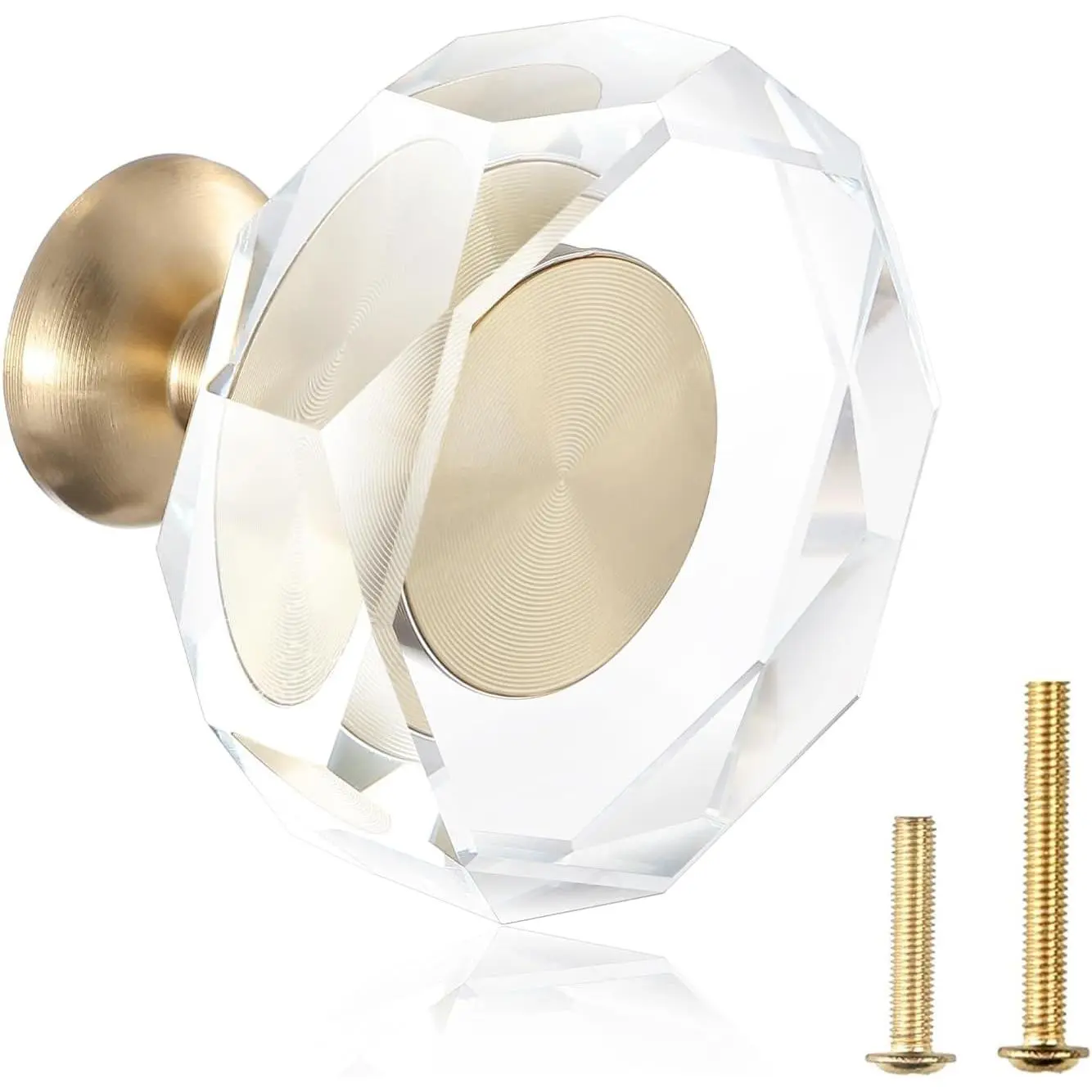 12-Pack 1-1/4-Inch White Cabinet Glass  Patterned knob Brass Drawer Dresser Pulls,  Hardware Kitchen Closet knobs for Bifold Doors