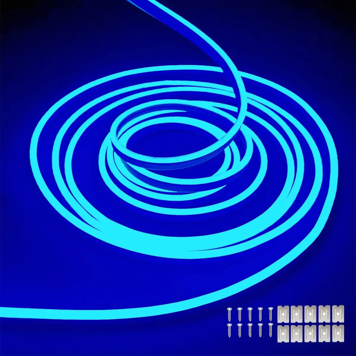 Blue Neon LED Strip Lights, 16.4ft 12V DC 600 SMD2835 LEDs Waterproof Flexible Rope Light for Indoor & Outdoor Home Decoration (Power Adapter Not Included)fidget toys